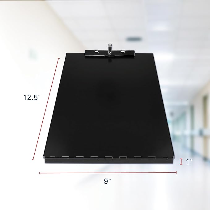 Saunders Slim Metal Clipboard with Storage, Heavy Duty Aluminum Form Holder for Nursing & Contractors, Letter Size Paper Organizer Box with Secure Locking Latch, Made in USA, Black