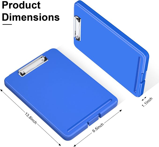 Hongri Clipboard with Storage, 8.5 x 11 Clip Board Foldable, Dark Blue | Bottom Opening, Size 13.4 x 9.4 X 0.9 in for Nurses, Teacher, Students, Classroom, School & Office Supplies