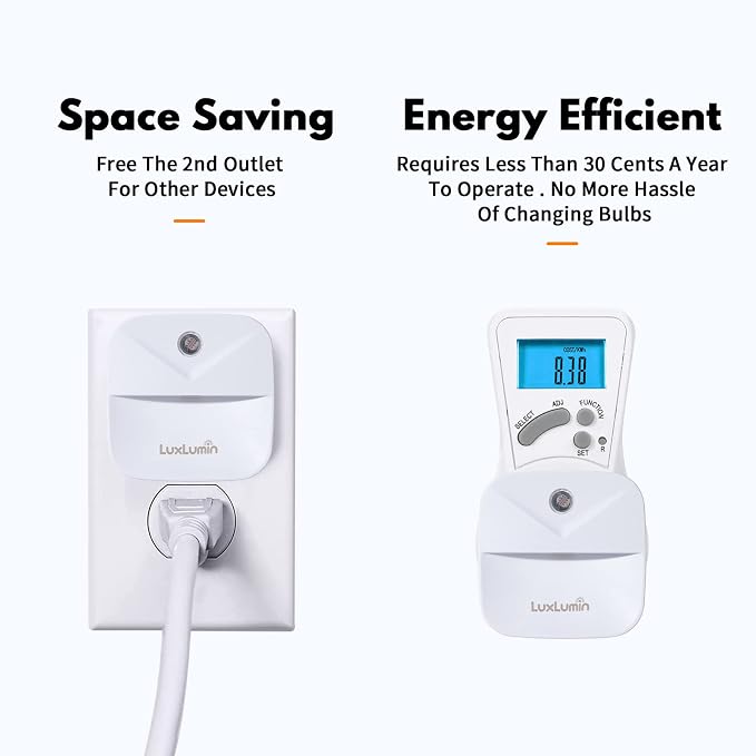 LuxLumin LED Night Lights Plug into Wall with Dusk-to-Dawn Sensor, Automatically Turn on and Off,Night Light for Kids,Bedroom,Bathroom,Stairs,Warm White, 6 Packs