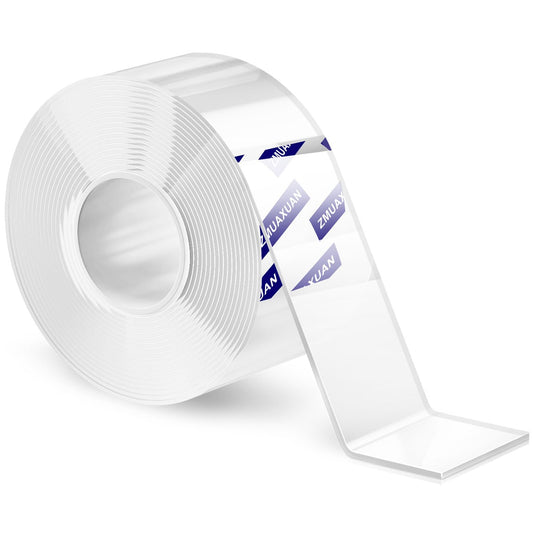 Strong Nano Double Sided Tape Heavy Duty Mounting,Clear Removable Wall Sticky Adhesive Strips,Reusable Thick Gel Grip for Hanging Picture,Poster,Carpet,Photo