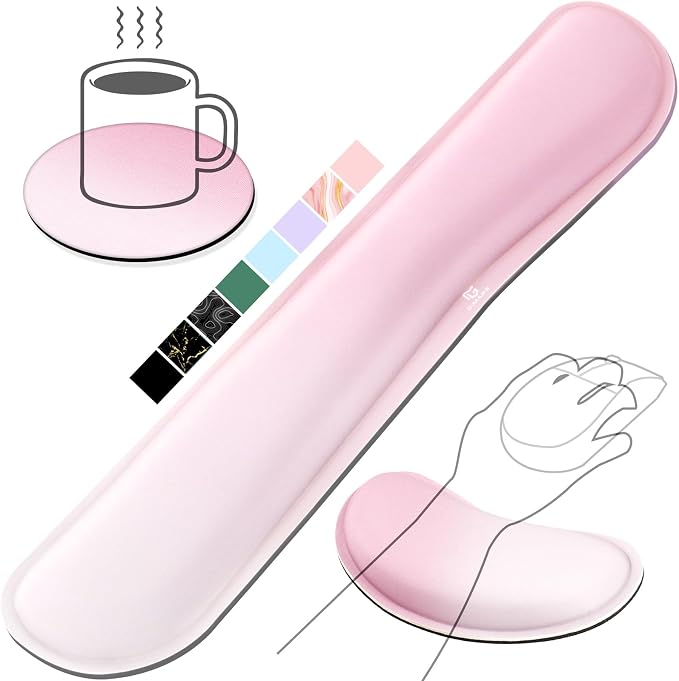 Gimars Upgrade Enlarge Silky Gel Memory Foam Keyboard Wrist Rest, Wrist Rest for Computer Keyboard, Ergonomic Mouse pad Rests for Typing Pain Relief, Wrist Support for Office, Gaming, Pink Gradient