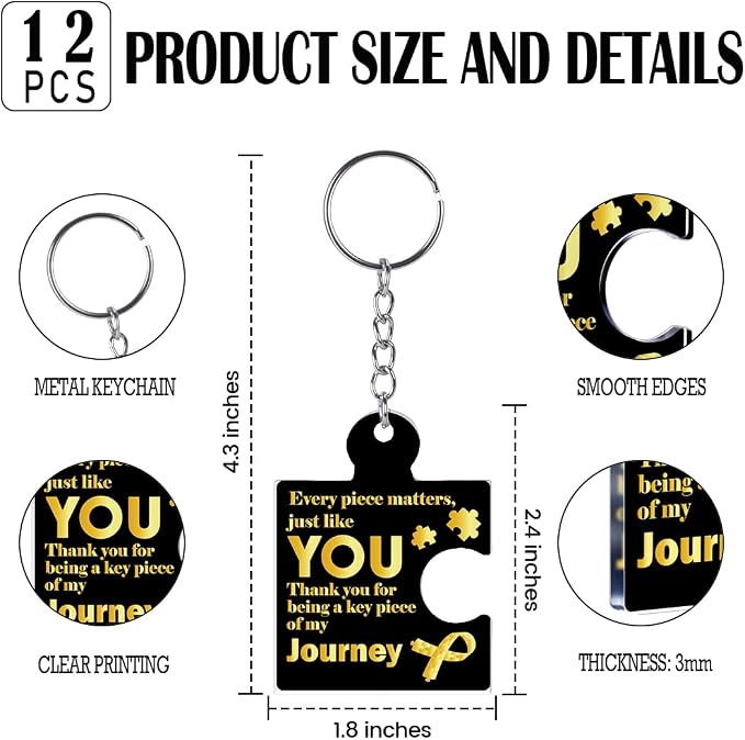 Team Appreciation Gifts Bulk Thank You Keychains for Coworkers | Gift Set for Employee, Staff, Teachers, Teamwork Puzzle Piece Keyring, Acrylic