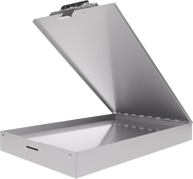 Saunders Cruiser Mate Metal Clipboard with Storage, Dual Tray Aluminum Nursing Folio, Heavy Duty Form Holder for Police & Work, Letter Size Privacy Box with Self-Locking Latch, Silver