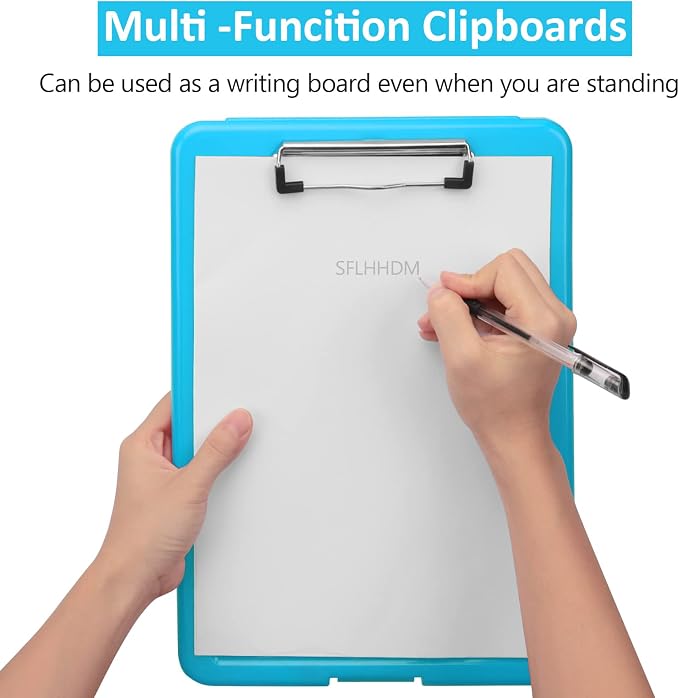 Clipboard with Storage,Storage Clipboard with Clip,Clipboards Foldable for Nurse,for 8.5x11 Paper Clip Boards,A4 Clipboards Case with Smooth Writing for Office Supplies Clip Board Case-Blue