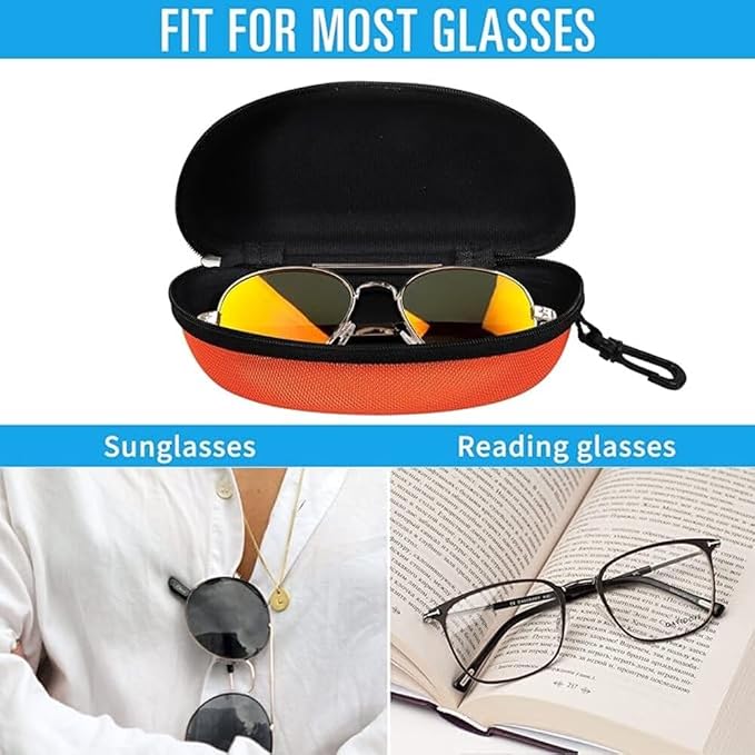 ZONLY 3 Pack Sunglasses Case Portable Travel Zipper Eyeglasses Case Hook With Cleaning Cloth