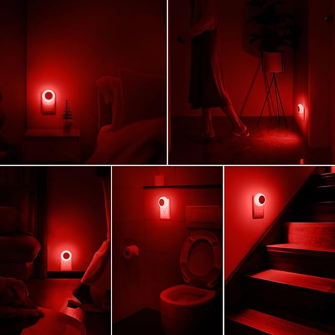 fesnne Night Light, Night Lights Plug into Wall, Dusk to Dawn Sensor, Red Led Night Light 0.5W, 8 Pack Nightlight for Adults, Bedroom, Bathroom, Hallway, Kitchen