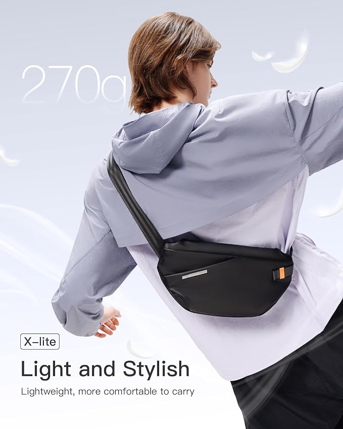 Inateck Sling Bag X-Lite, Lightweight Crossbody Shoulder Chest Bag with Quick-adjust Strap, Water-resistant Waist Fanny Pack for Men, Women, Travel, Cycling, Hiking, Work, Sports