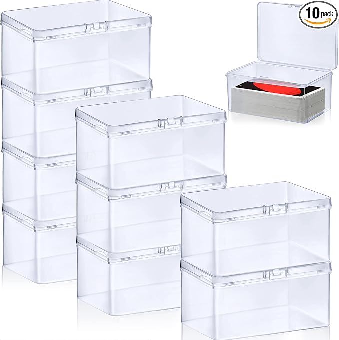 Qunclay 10 Pcs Plastic Game Card Storage Box, Playing Cards Box, Clear High Capacity Playing Card Case Storage Boxs Organizer Compatible, 4.33 x 2.95 x 2.17 Inch(No Cards)