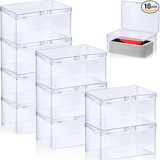 Qunclay 10 Pcs Plastic Game Card Storage Box, Playing Cards Box, Clear High Capacity Playing Card Case Storage Boxs Organizer Compatible, 4.33 x 2.95 x 2.17 Inch(No Cards)