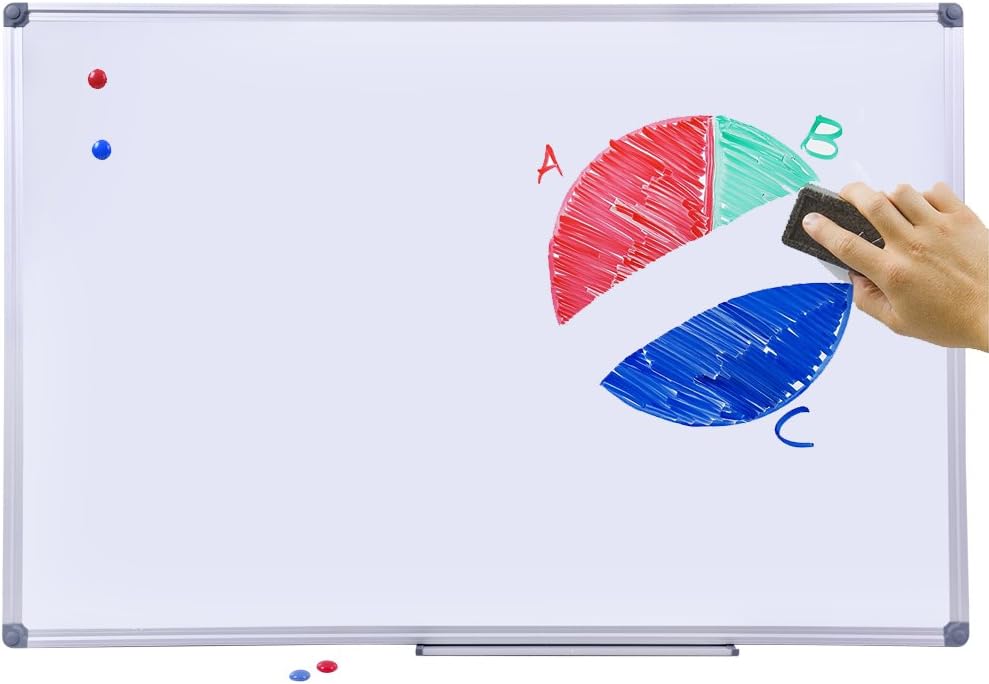2 Pack 48" x 24" Magnetic Dry Erase Board with Removable Marker Tray| Commercial Quality Wall-Mounted Aluminum Message Presentation White Board for Office, Students & Teachers