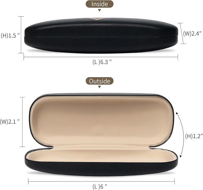 Glasses Case Hard Shell, Leather Protective Case for Sunglasses with Cleaning Cloth, Cute Eyeglass Cases for Women
