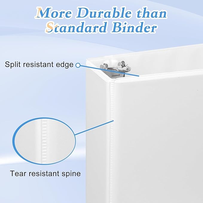 CIXILDTS 1.5-inch D Ring Binders, Fit US Letter Size Paper, 1-1/2" 3 Slant-D Ring Binder with 2 Pocekts, 12-Pack, White