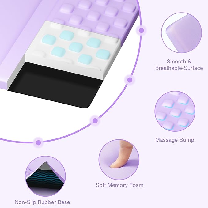 Ospelelf Keyboard Wrist Rest Stand Pad and Ergonomic Mouse Pad Set with Large Mousepad, Memory Foam Comfort, Premium Office Desk Accessories for Pain Relief, Purple