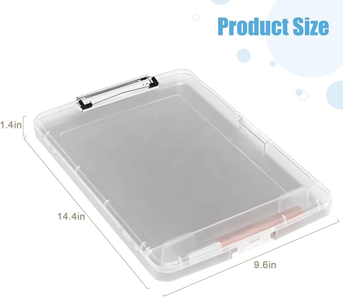 Hongri Clipboard with Storage with Pencil Case, 8.5 x 11 Storage Clip Board | High Capacity Organization Box for A4 Letter Legal Paper, Heavy Duty Folio & Side-Opening for Nurses, Teachers, translucent
