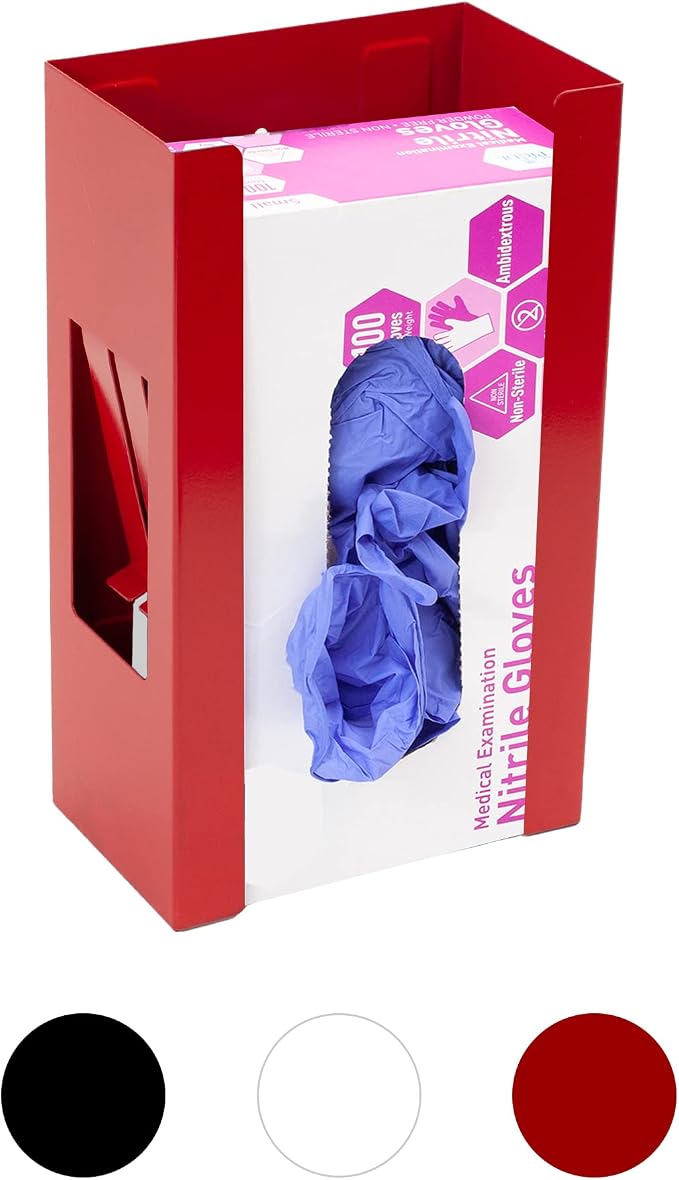 Magnetic Glove Holder,Glove Box Holder,Glove Dispenser,Durable Coated Steel,Space Saving Design for Work,Shop, Garage,Medical Office,Laundry Room,Kitchen,Hospital,Fridge,Wall Mount (Red)