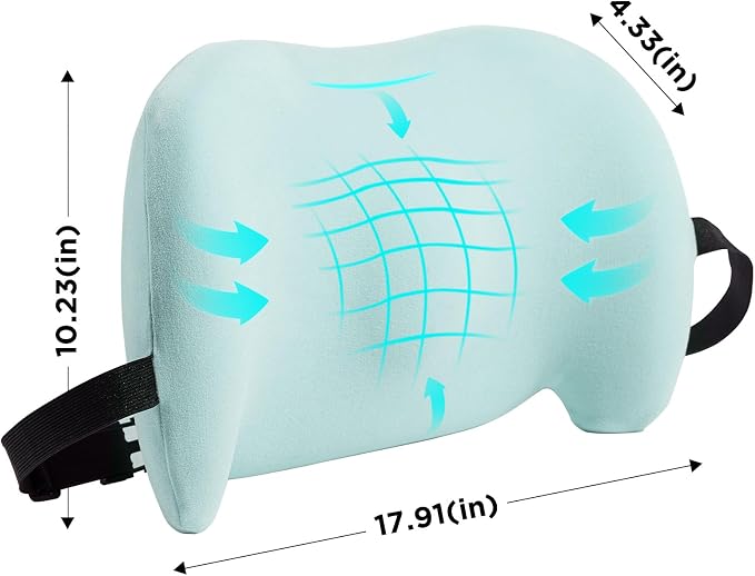 Lumbar Support Pillow for Office Chair, Memory Foam Car Back Cushion | Lumbar Pillow Lower Back with Adjustable Straps, Ergonomic Chair Back Pillow for Office, Car, Gaming Chairs and Bed