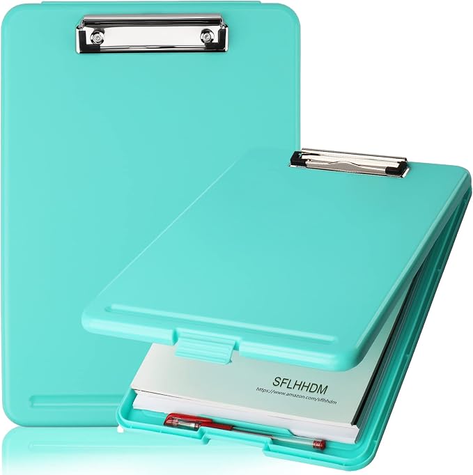 SFLHHDM Clipboard with Storage, Clipboards Foldable for Nurse,for 8.5x11 Paper Clip Boards,A4 Clipboards Case with Smooth Writing for Office Supplies Clip Board Case-Cobalt Teal