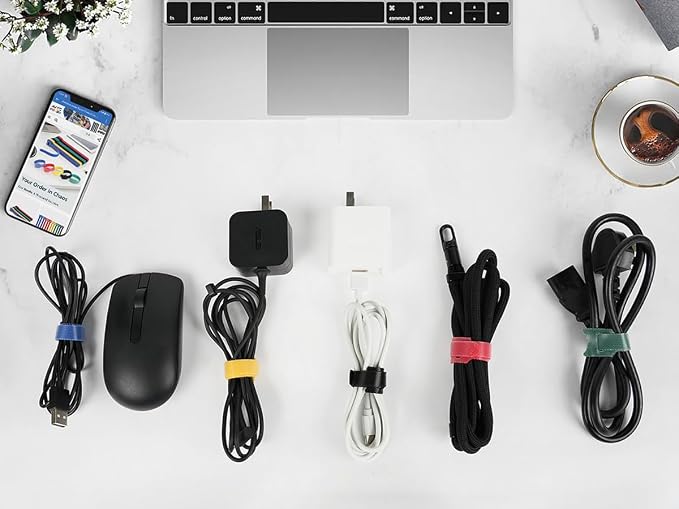 MVYC 150PCS 8 Inch Cable Ties Reusable Multi-Purpose Wire Ties Cord Organizer Adjustable Cable Management 5 Colors
