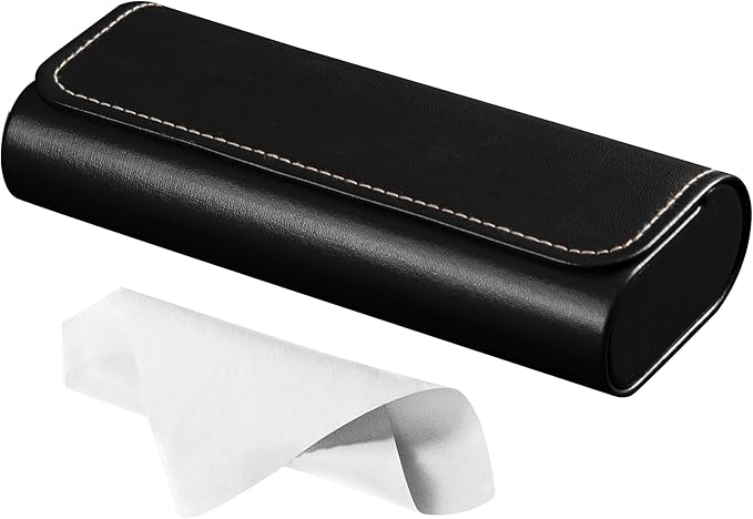 RayLove Hard Shell Glasses Case, Lightweight Leather Eyeglass Case, Travel-Friendly Sunglasses Protector for Men & Women