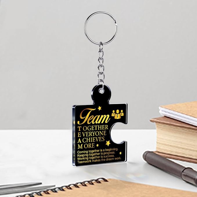 Team Appreciation Gifts Bulk Thank You Keychains for Coworkers | Gift Set for Employee, Staff, Teachers, Teamwork Puzzle Piece Keyring, Acrylic