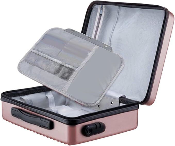 Fireproof Document Box, Secure Storage, Waterproof Briefcase, Sturdy Storage Bag for Contracts, Outdoor, Rose Gold