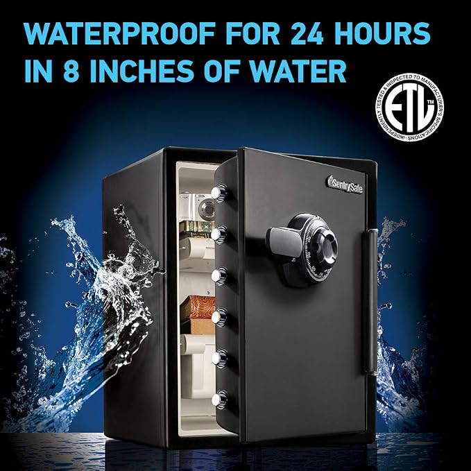 SentrySafe Black Fireproof Waterproof Floor Safe with Dial Combination Lock for Home or Office, 2.05 Cubic Feet, SFW205CWB