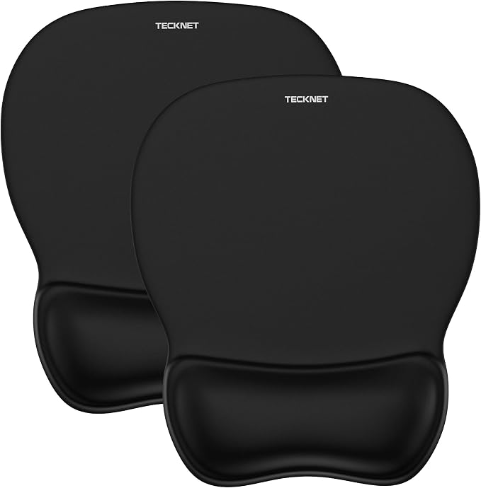 TECKNET 2 Pack Gel Ergonomic Mouse Pad with Wrist Rest, Non-Slip PU Base | Comfortable Gel Cushion, Pain Relief, Smooth and Waterproof Surface, Mouse Pad with Wrist Rest for Office, Gaming and Study