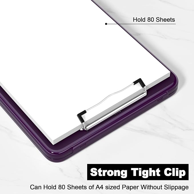 Hongri Clipboard with Storage, 8.5 x 11 Clip Board Foldable, Dark Purple | Bottom Opening, Size 13.4 x 9.4 X 0.9 in for Nurses, Teacher, Students, Classroom, School & Office Supplies