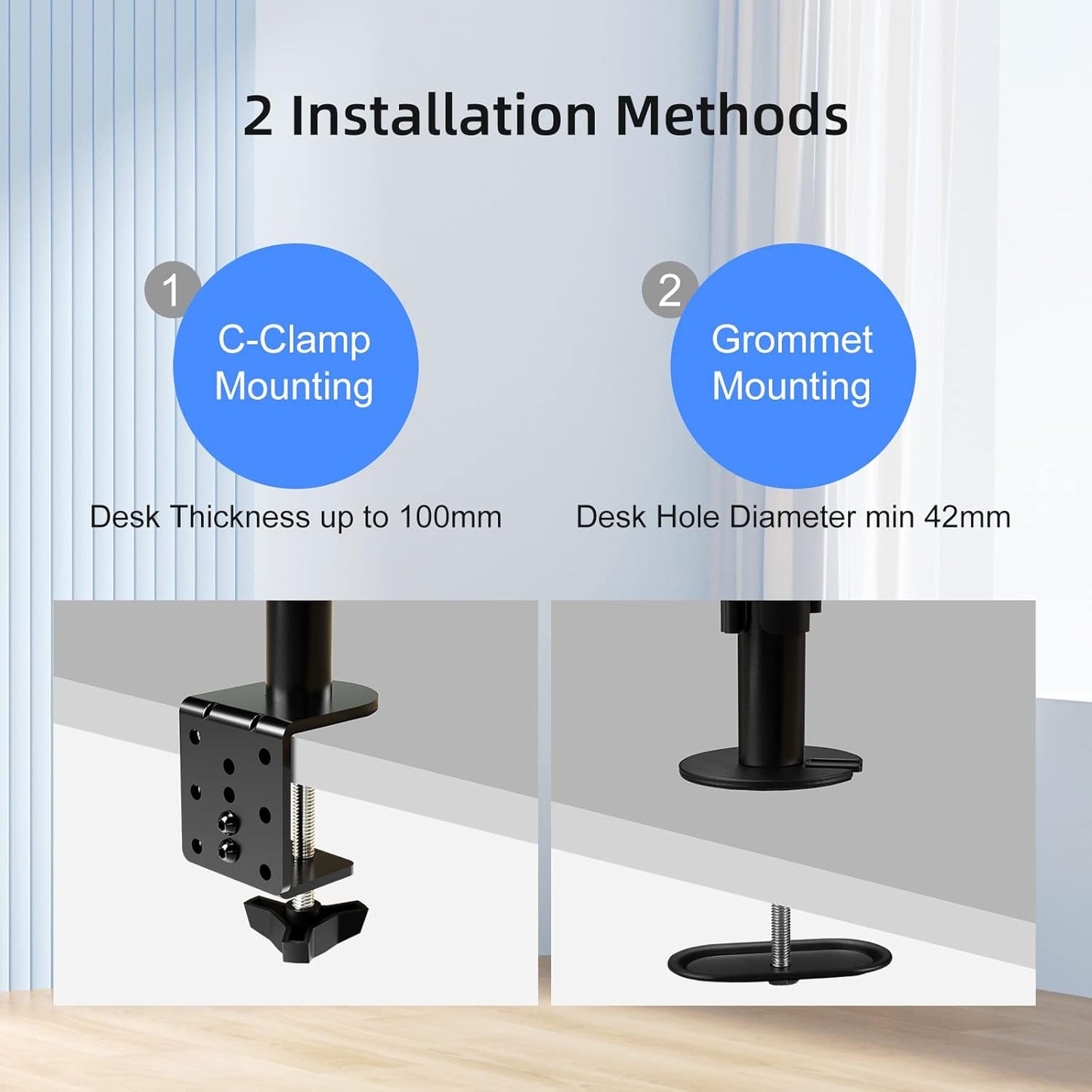 Suptek Single Monitor Arm Desk Mount Fully Adjustable Monitor Stand for 1 / One Screen up to 32 inch Extra Tall 31.5 inch Pole,Black (MD6821)