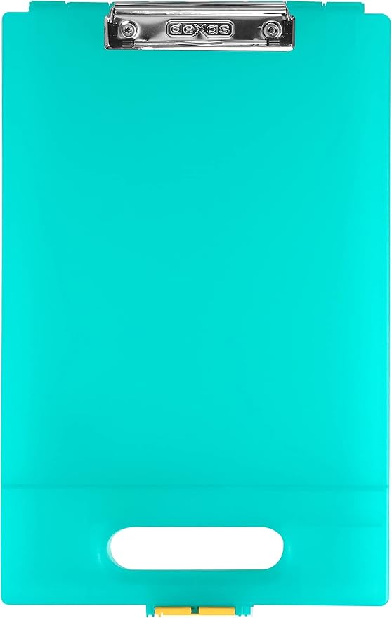 Dexas Clipcase Storage Clipboard with Handle, Aquamarine (Pack of 12)