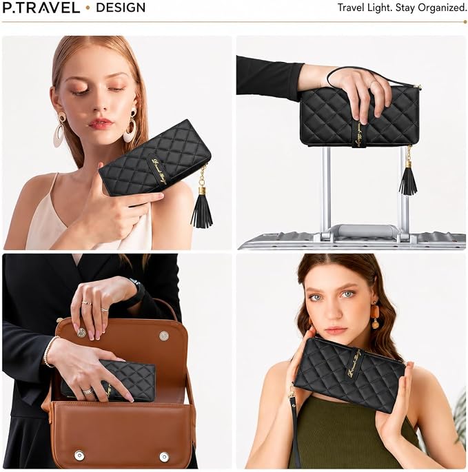 Passport Holder for Travel,Leather Passport Wallet,Travel Document Organizer with AirTag Slot,RFID Blocking With Credit Cards Case,Zippered Coins Pocket and Cash Slot for Women Men