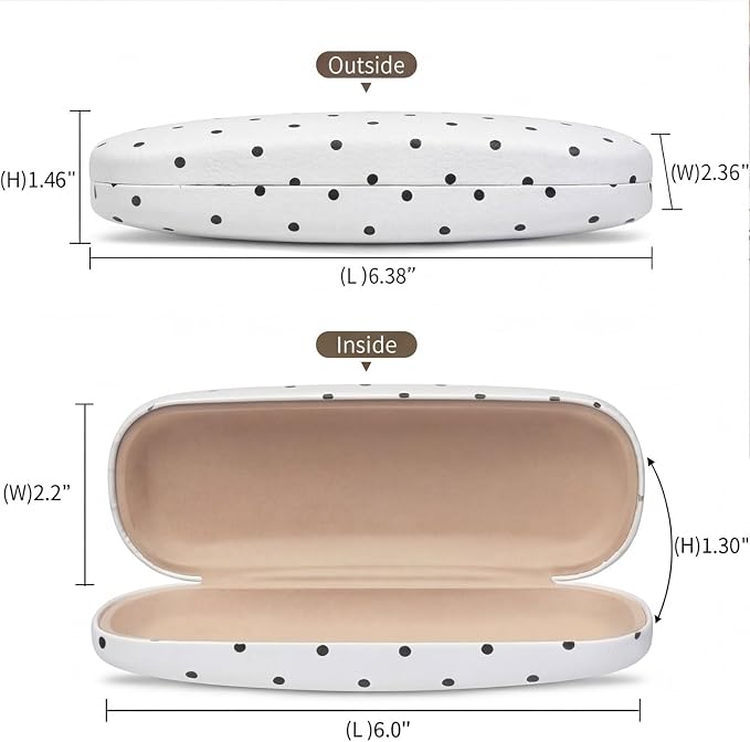 Glasses Case Hard Shell, Cute Sunglasses Case for Women Leather Protective Case for Eyeglass with Cleaning Cloth
