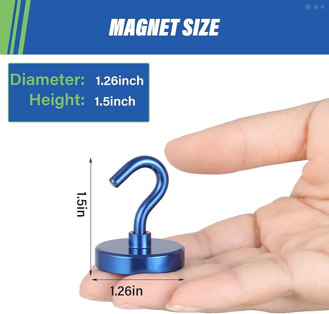 Neosmuk Magnetic Hooks, Heavy Duty 130lb+ Strong Magnet Hook for Cruise Cabins, Cruise Essentials 2026 for Hanging, Metal Wall Refrigerator Hangers (Navyblue, 10 Pack)
