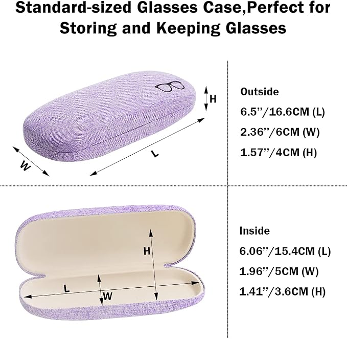 LZYMSZ 4 Sets Glasses Case, Portable Linen Hard Shell Eyeglasses Cases, Protective Glasses Box for Storage Sunglasses, Eye Glass Carry Case with Glasses Accessories (Drawstring Pouch, Cleaning Cloth)