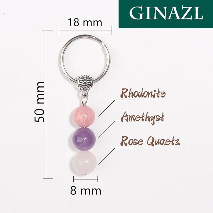 GINAZL Natural Crystals Keychain Gift for New Beginnings, New Beginnings Gifts for Coworker Anxiety Relief Keychain for Women