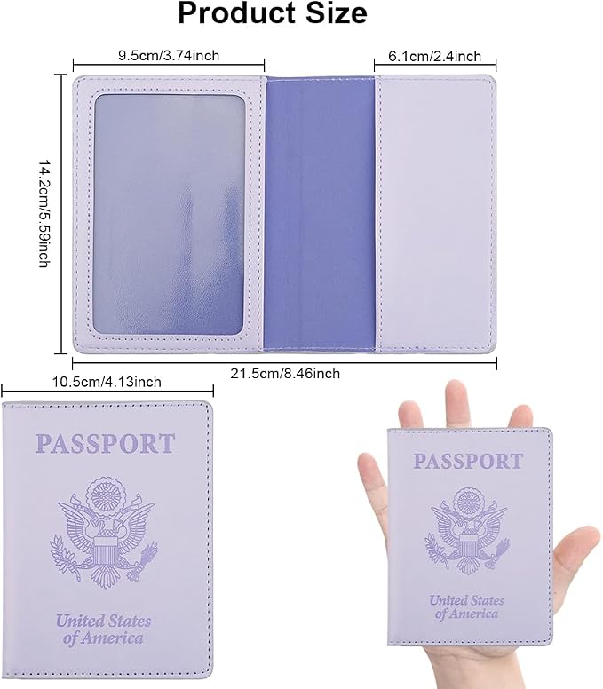 Passport Holder, Passport Holder Women, Passport Covers Travel Must Haves, Travel Passport Wallet for Men, 1 Pack Passport Case Passport Protector for Travel Airport Essentials, Light Purple