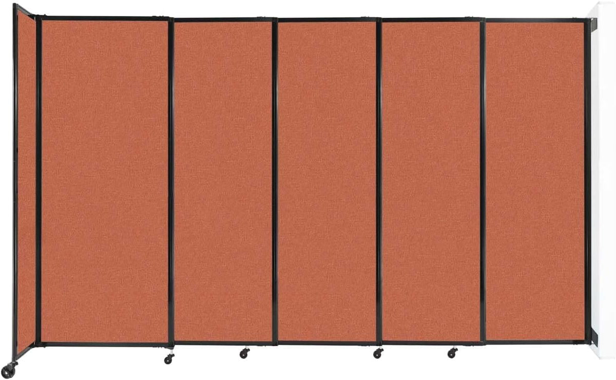 Wall-Mounted Sliding StraightWall Room Divider | Adjustable Widths | Locking Wheels | Room Separator | Up to 11'3" Wide x 6'10" Tall Papaya Fabric Panels
