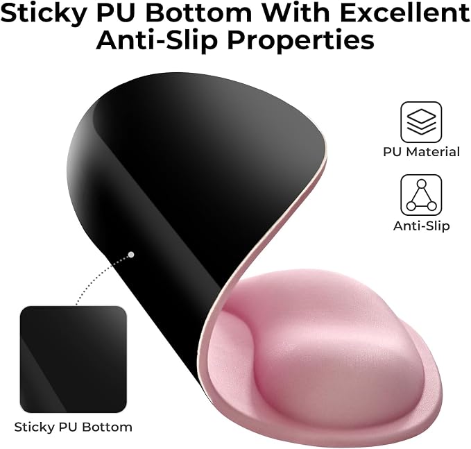 EooCoo Mouse Pad with Gel Wrist Rest, Ergonomic Mousepad Wrist Alignment | Middle Concave Design for Natural Wrist Alignment, Non-Slip Base Mousepad, Carpal Tunnel Relief, Office Desk Accessories
