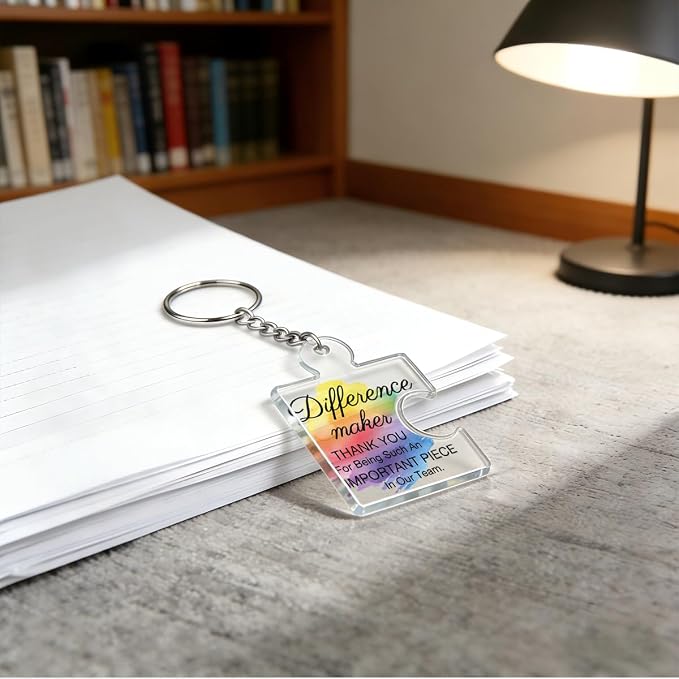 Team Appreciation Gifts Bulk Thank You Keychains for Coworkers | Gift Set for Employee, Staff, Teachers, Teamwork Puzzle Piece Keyring, Acrylic