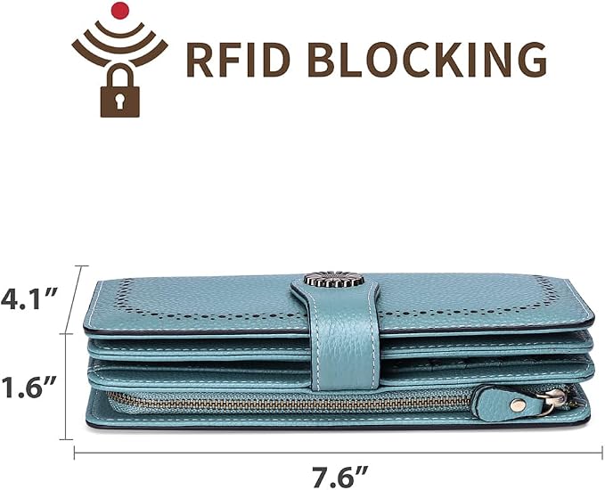 SENDEFN Wallets for Women Leather Credit Card Holder with RFID Blocking Large Capacity Wristlet | with RFID Blocking