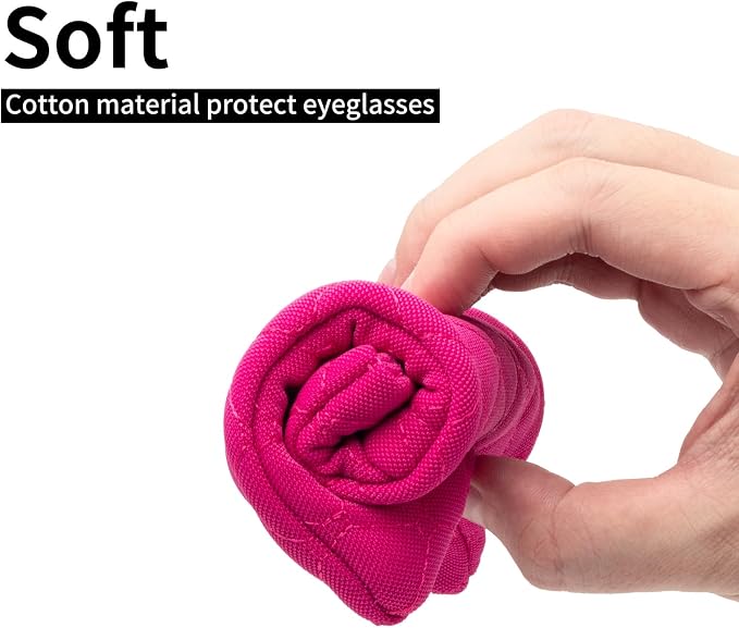 Face Shadow Double Glasses Case Soft Eyeglass Case For Women Men Squeeze Top Sunglasses Case With Cleaning Cloth