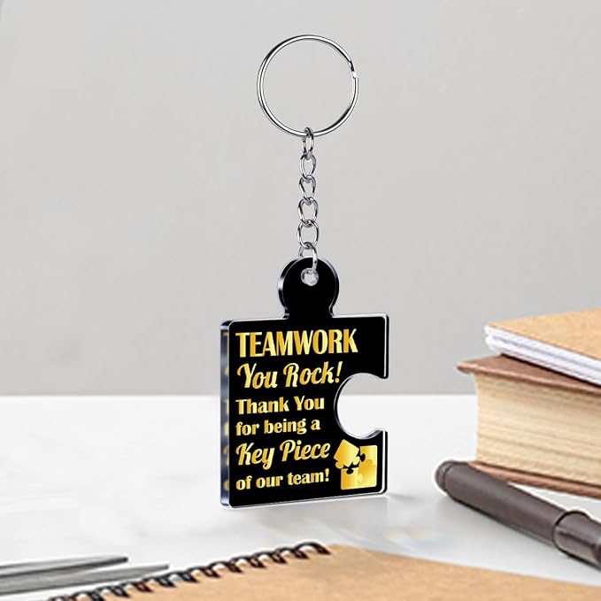 Team Appreciation Gifts Bulk Thank You Keychains for Coworkers | Gift Set for Employee, Staff, Teachers, Teamwork Puzzle Piece Keyring, Acrylic