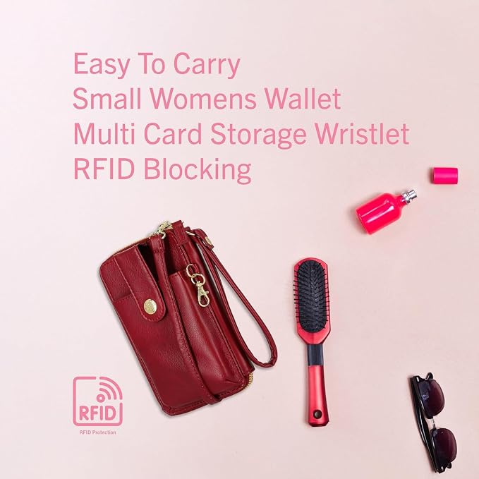 Mundi Jacqui RFID Crossbody Wallet for Women, Vegan Leather Small Travel Handbag with Phone Holder, Compact Organizer with Card Slots and Adjustable Strap, Vacation Purse in