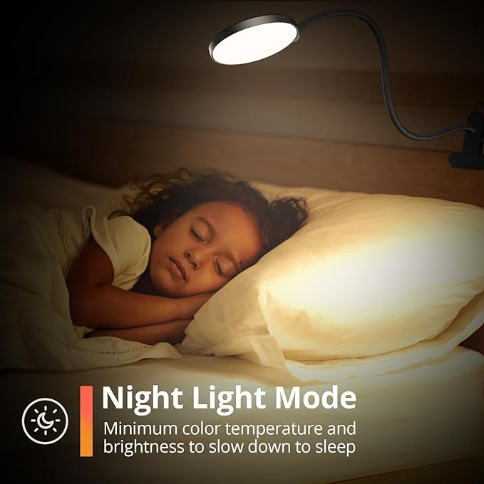 Reading Light with Remote, LED Desk Lamp Clip on [1H Timer & Nightlight] RA>95 Dimmable Flexible Gooseneck, Reading Lamp with Clamp for Table - 4.7'' (Adapter Included)