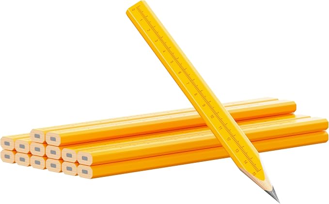 KR. LIF Carpenter Pencils with CM Scale – Framing Construction Pencil for Contractor & Woodworking 14-Pack (Yellow)