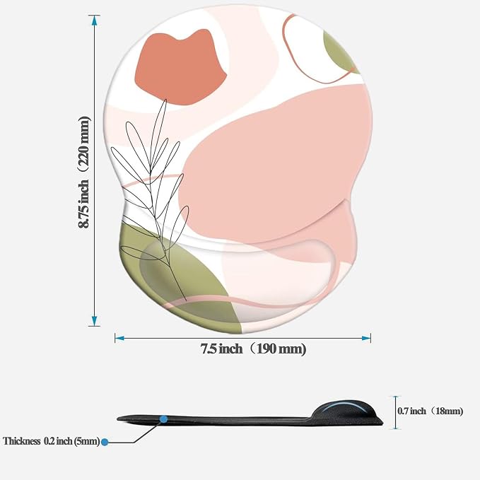 Mouse Pad with Wrist Support, Non Slip Mousepad Wrist Rest for Office, Computer, Laptop & Mac-Comfortable & Lightweight Ergonomic Support Mouse Mat(DL-Pink Art)