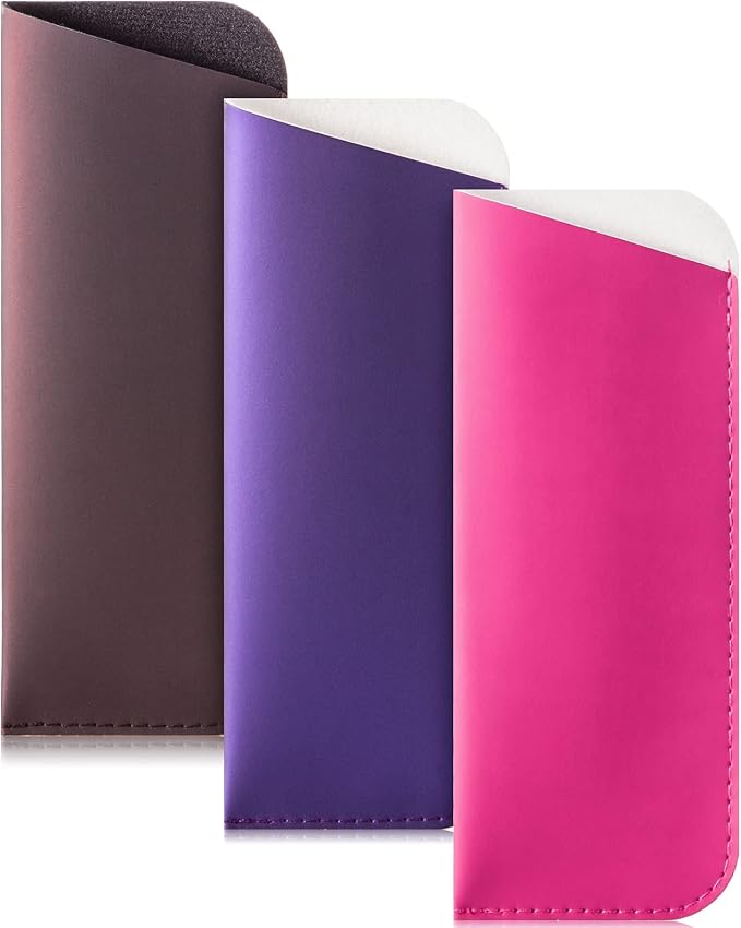 TRIUMPH VISION Reading Glasses Pouch Eyeglass Sleeve Soft Case Slim 3 Pack | Alternative to Bulky Case Lightweight，Neoprene Lined Padded Protect Optical lens Slip in, Cute Pattern Portable for Daily Use
