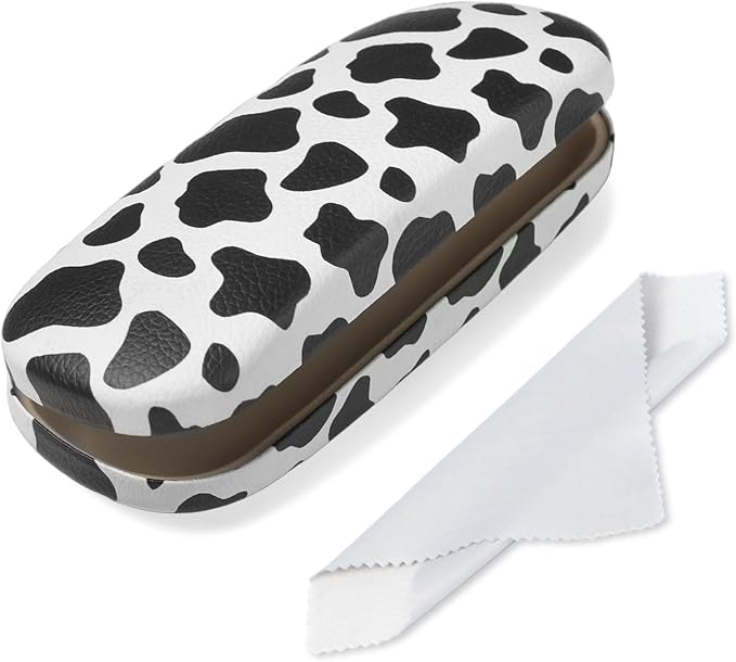 Glasses Case Hard Shell, Leather Protective Case for Sunglasses with Cleaning Cloth, Cute Eyeglass Cases for Women