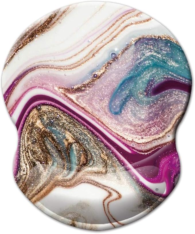 Mouse Pad with Wrist Support, Non Slip Mousepad Wrist Rest for Office, Computer, Laptop & Mac-Comfortable & Lightweight Ergonomic Support Mouse Mat(Beige Purple Marble-Wrist)