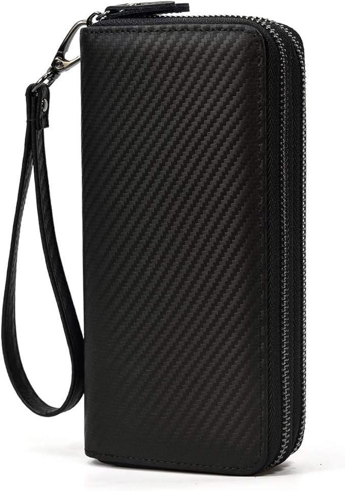 Genuine Leather Long Wallet for Men, Large Capacity Purse Clutch Bag Handbag Checkbook Cash Credit Cards Phone Holder | Large Capacity